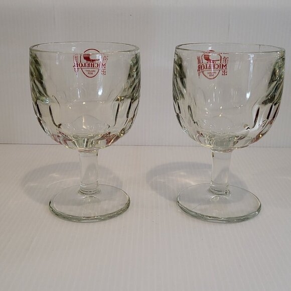 Vintage MICHELOB Draught Beer Goblets Thumbprint Glass 6 in Cornucopia Set of 2 - Picture 7 of 13